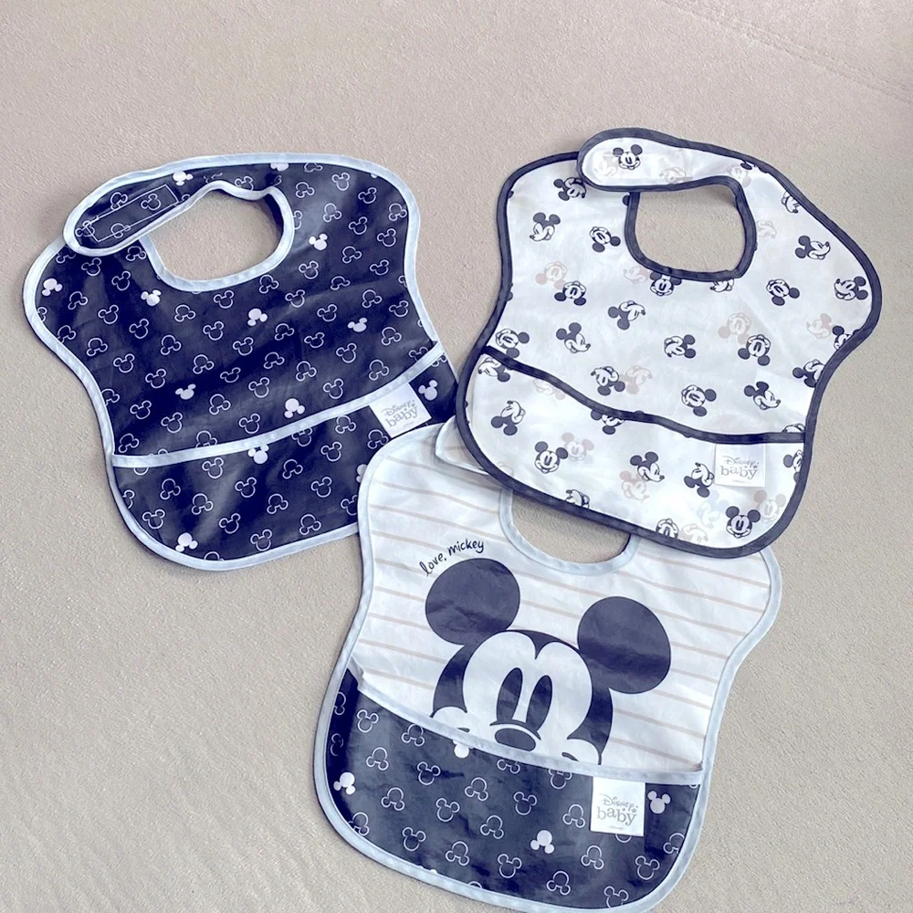 Disney Baby Disney Mickey Mouse 3 Piece Bib Set with Pockets !